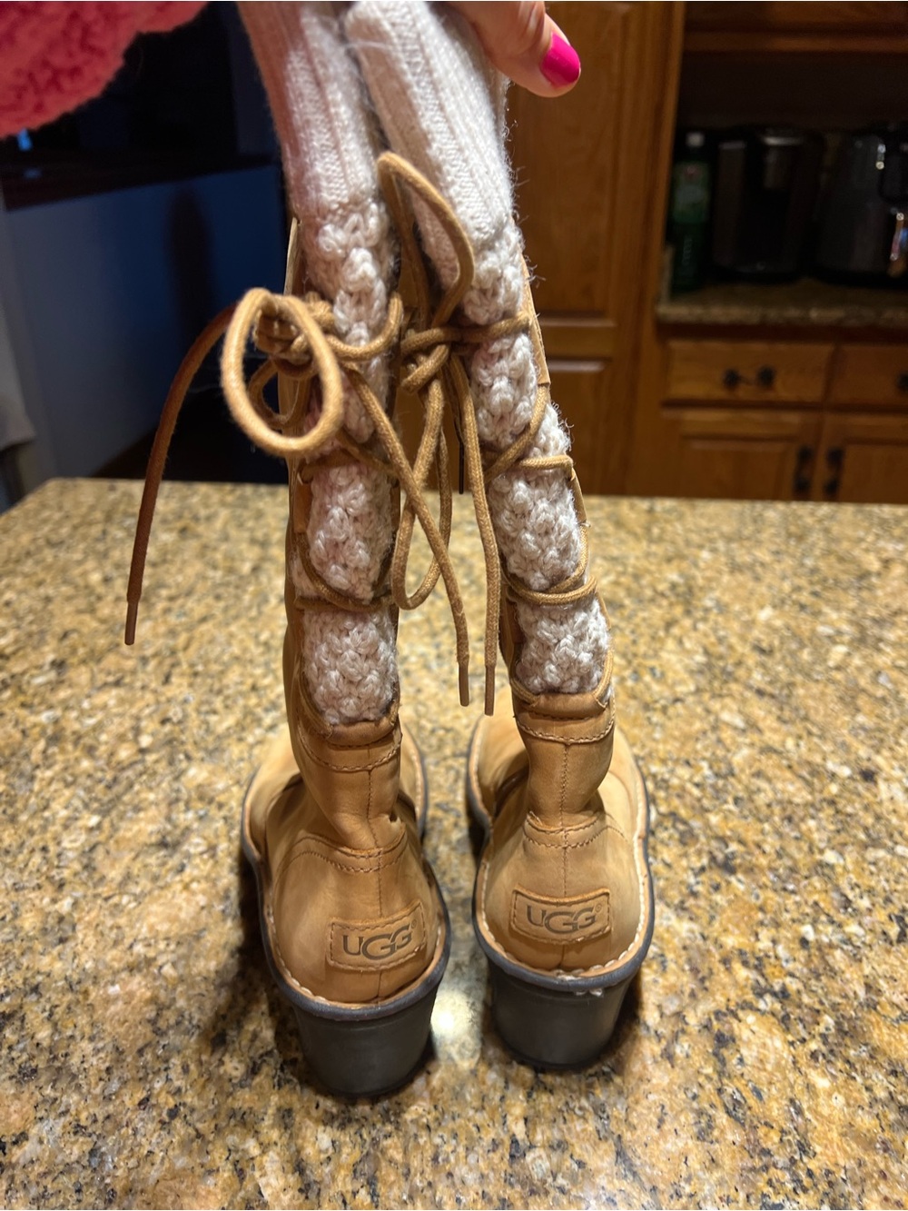 UGG Leather Knit-Trim Women's Boots - Picture 2 of 16